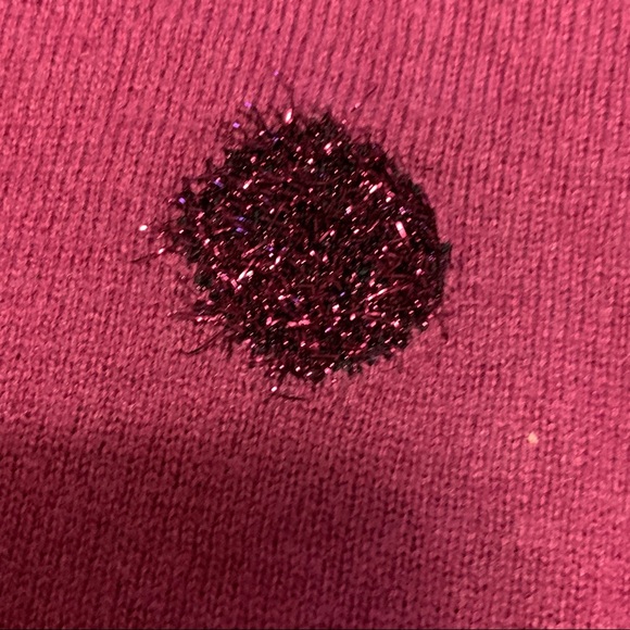 Talbots Sweater lamb’s wool blend tinsel polka dot sweater plum mulberry Size M - Picture 3 of 4